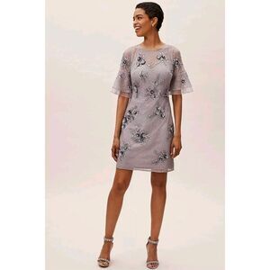 BHLDN BY AIDAN MATTOX ASBURY COCKTAIL DRESS ICE VELVET IN BEADED LACE size 6. H